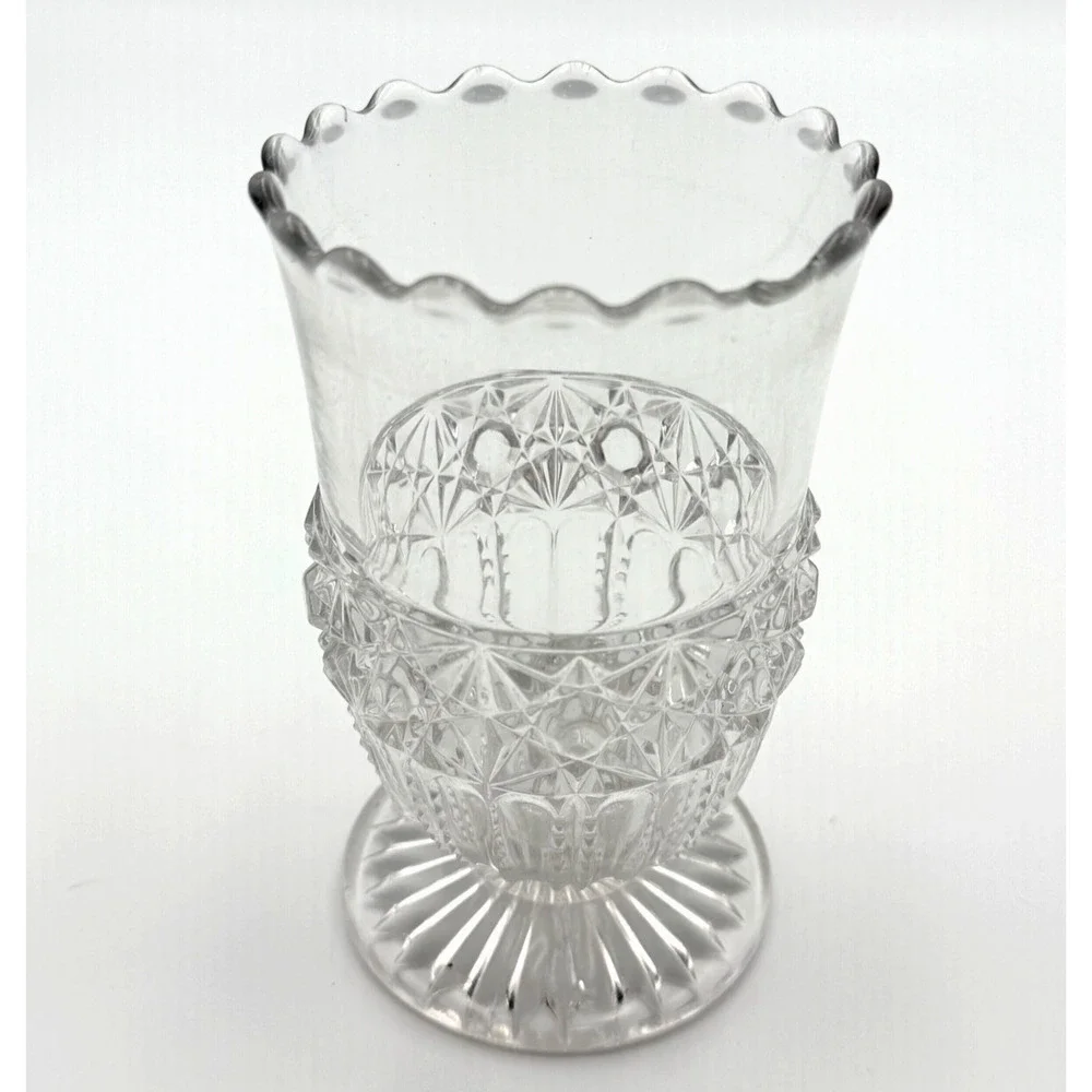 Antique EAPG Early American Pattern Glass Celery Vase Victorian Starburst Fluted